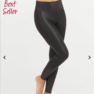 Spanx Faux Black Leather Leggings Petite S SMALL